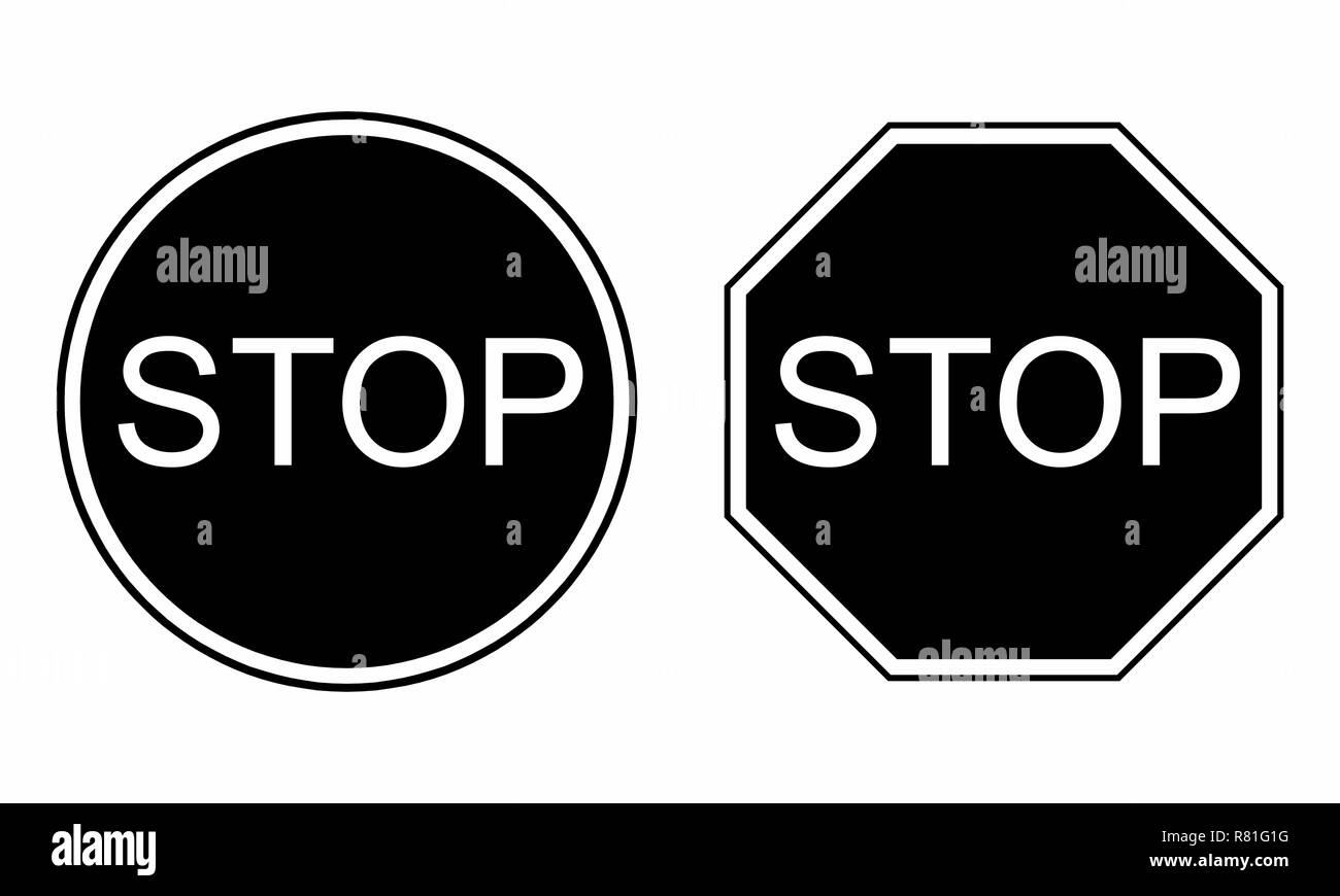 Illustration noir et blanc de la signalisation d'arrêt Illustration de Vecteur