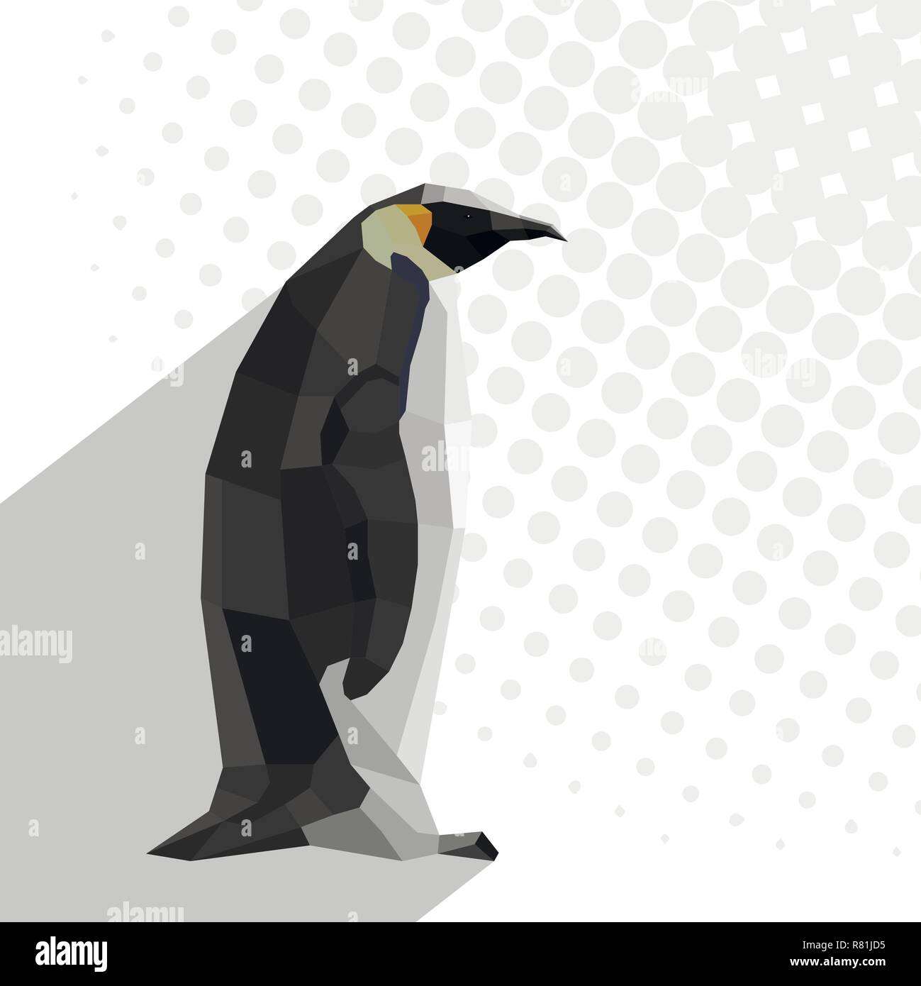 Vecteur moderne et simple à faible profil de pingouins avec poly ombre et effet de demi-teintes. Illustration de Vecteur