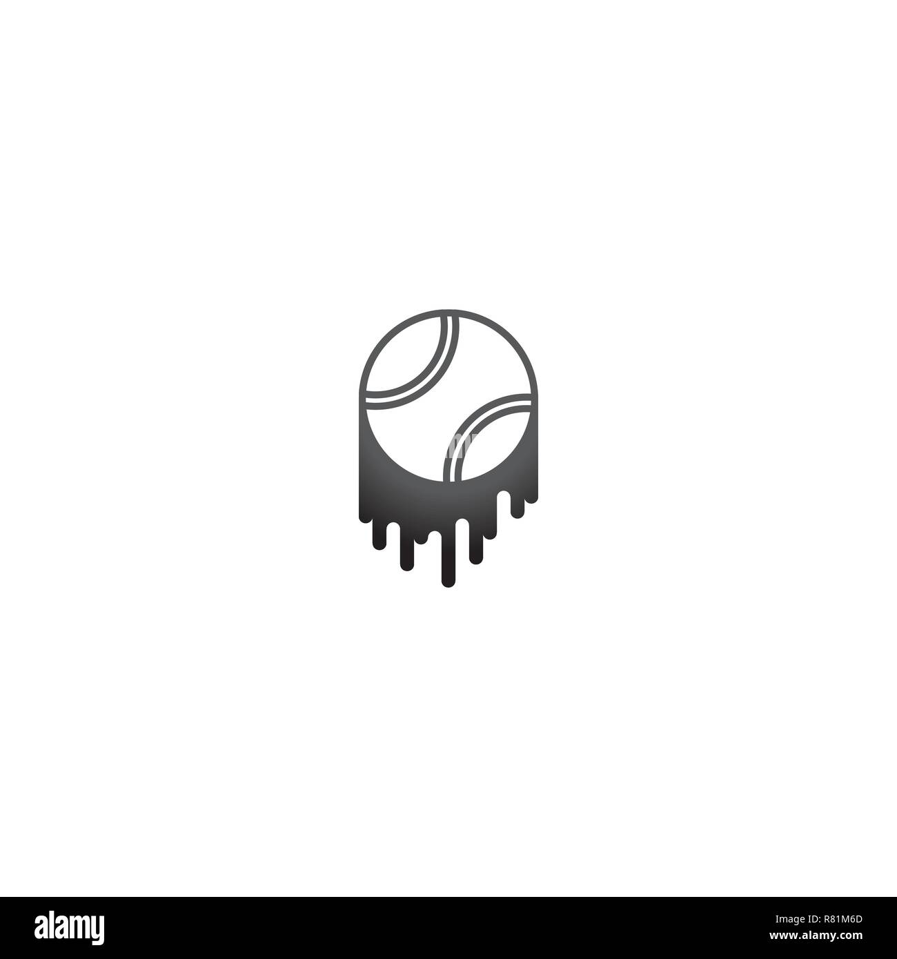 Balle de tennis noir avec le pinceau isolé sur fond blanc Illustration de Vecteur