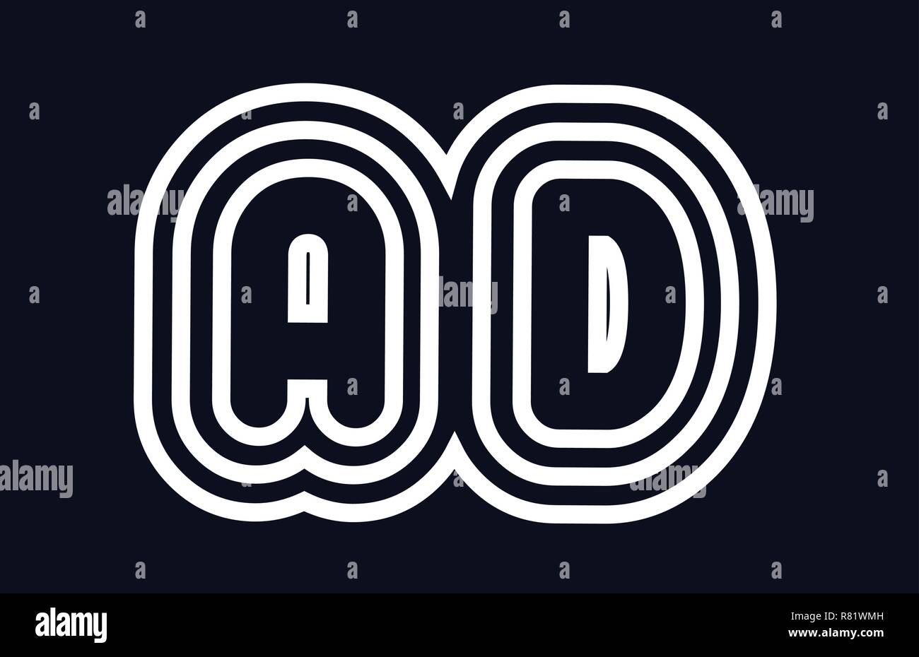 Lettre alphabet noir et blanc d'une combinaison ad logo design adapté pour une société ou entreprise Illustration de Vecteur