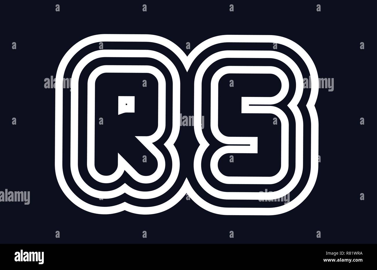 Lettre alphabet noir et blanc logo rs r s design combinaison approprié pour une société ou entreprise Illustration de Vecteur