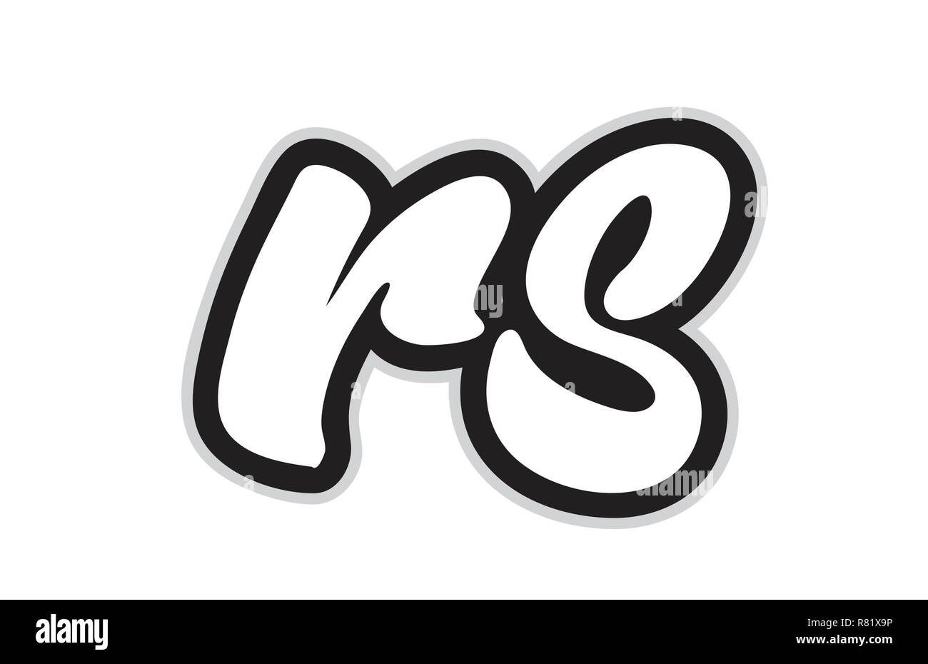 Conception de lettre alphabet noir et blanc combinaison rs r s approprié comme un logo pour une entreprise ou de l'entreprise Illustration de Vecteur