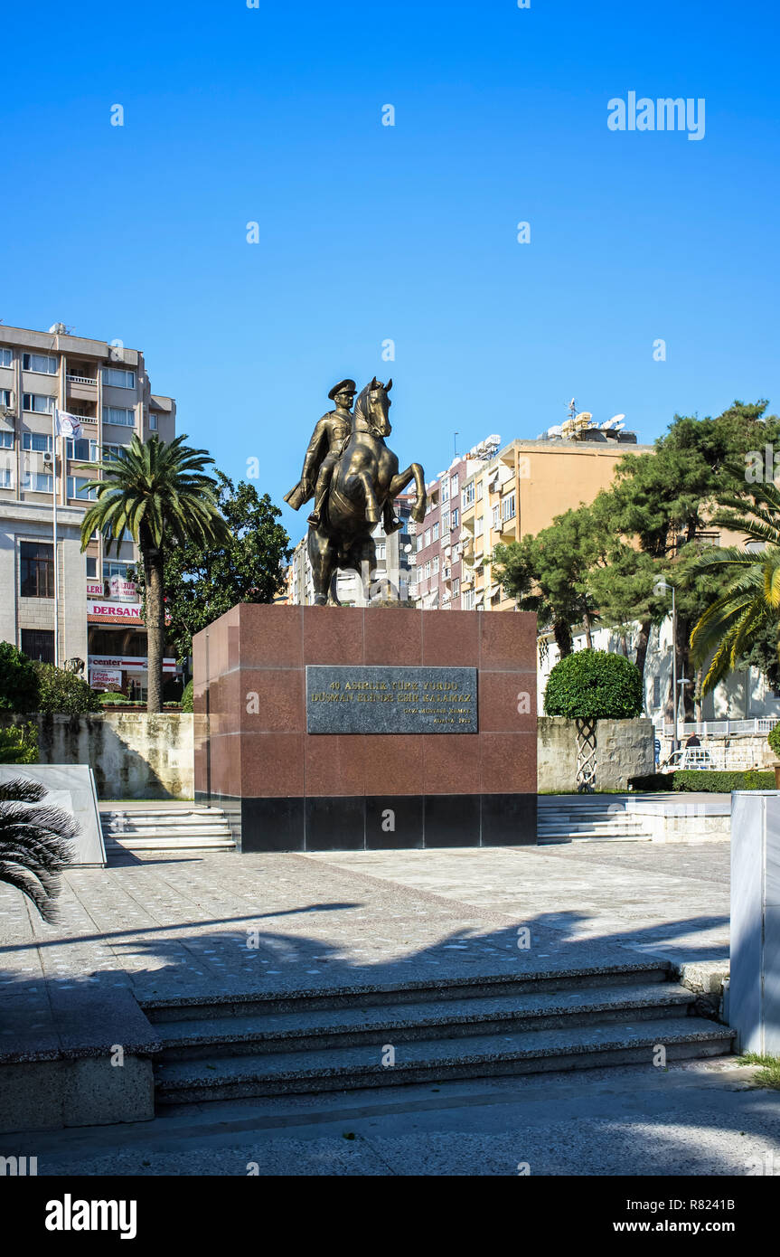 Mustafa Kemal Atatürk statue équestre, Antakya, province de Hatay, Turquie Banque D'Images