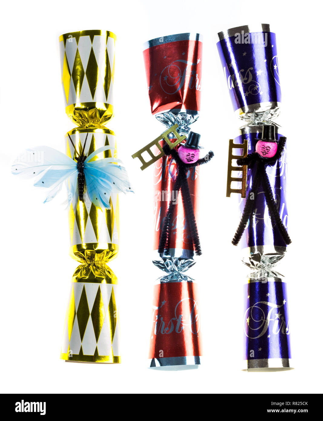 Les biscuits de Noël, party poppers Banque D'Images