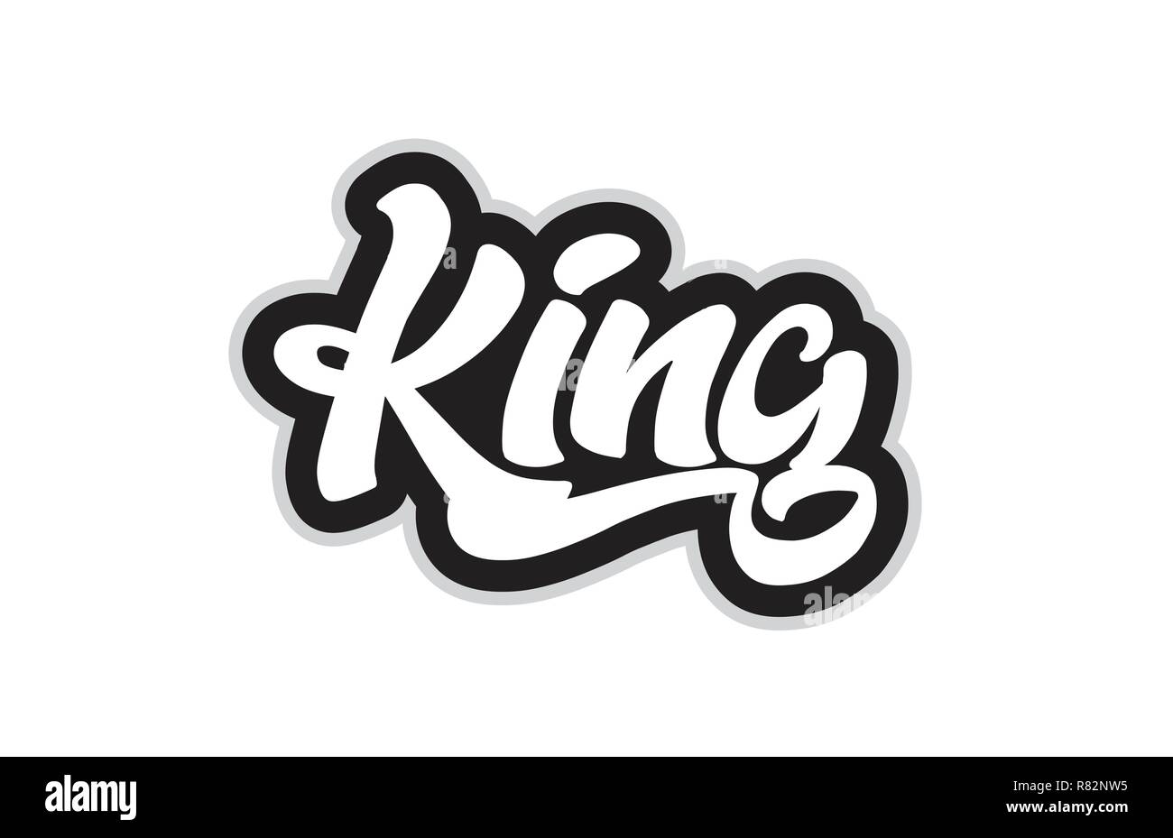 Le roi part écrit un texte pour typographie dessin en noir et blanc. Peut être utilisé pour un logo, image de marque ou de la carte Illustration de Vecteur