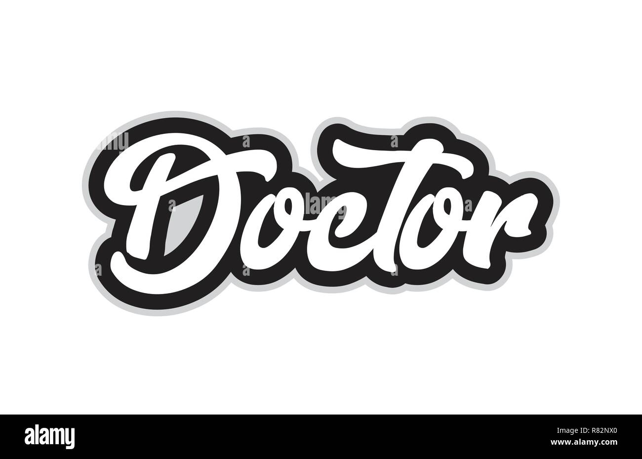 Médecin part écrit un texte pour typographie dessin en noir et blanc. Peut être utilisé pour un logo, image de marque ou de la carte Illustration de Vecteur