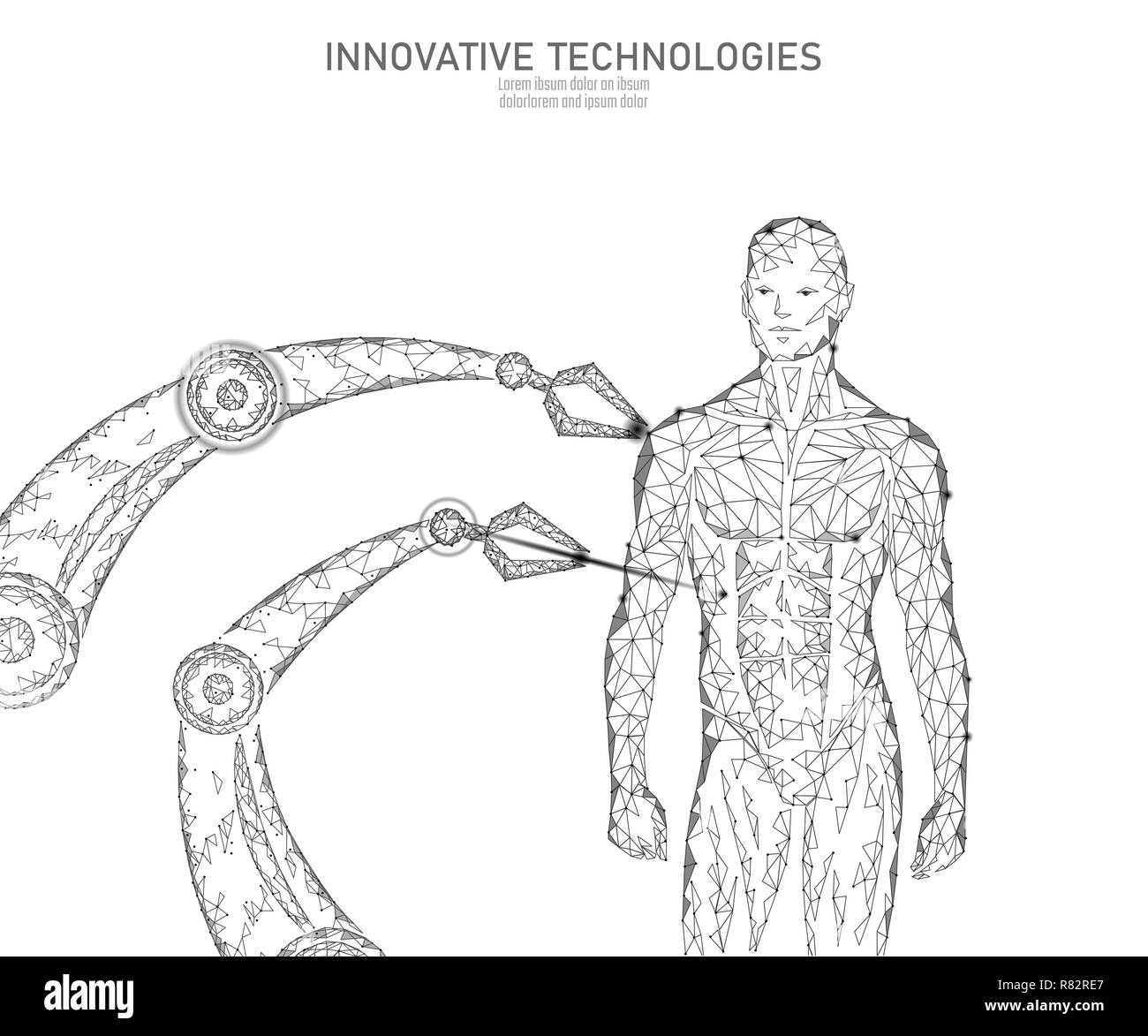 L'anatomie du corps humain abstrait. La science de l'ingénierie de l'ADN de l'innovation technologique. La recherche en santé du génome la thérapie génique faible médecine poly 3D render de réalité virtuelle géométriques polygonales vector illustration Illustration de Vecteur