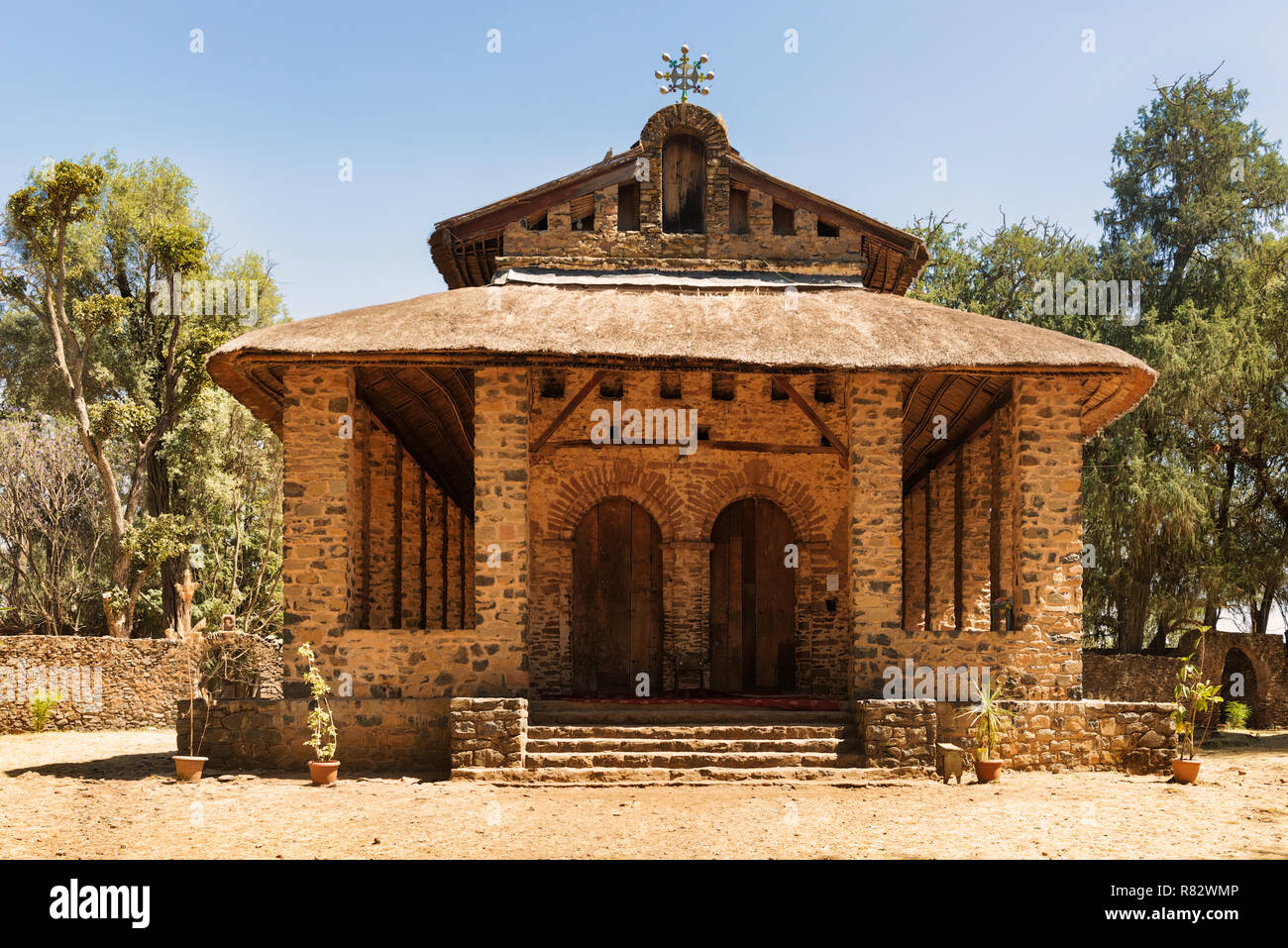 L'église chrétienne à Gondar, en Éthiopie. Il a été nommé Debre Birhan Sélassié, Trinity et la montagne de la lumière, et c'est l'église historique à Gondar. Banque D'Images