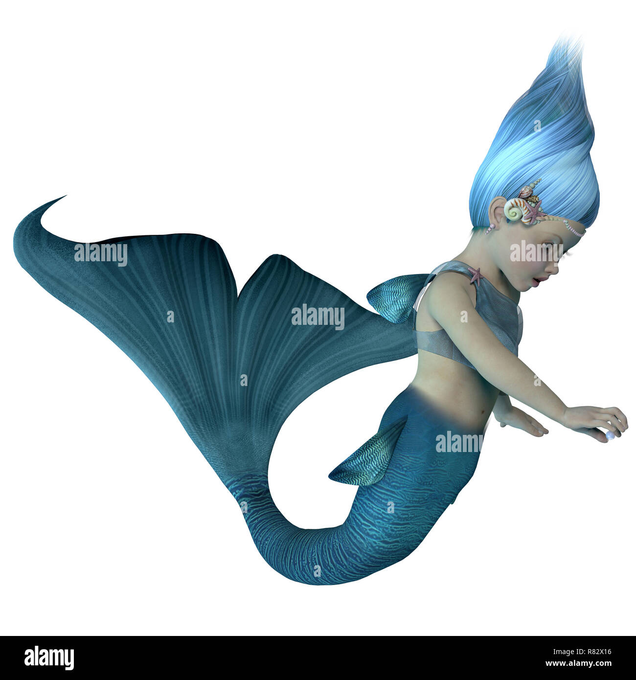 Bebe Sirene Avec Pearl Une Jolie Illustration D Un Bebe Sirene Tenant Une Perle De La Mer Photo Stock Alamy