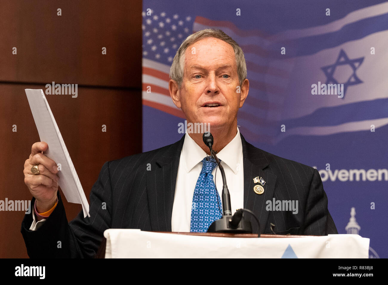 Washington DC, USA. 12Th Dec 2018. Représentant américain Joe Wilson (R-SC) à l'American Zionist Movement / AZM Washington Forum : renouveler l'engagement bipartite debout avec Israël et le Sionisme dans le Capitol Visitor Center à Washington, DC Le 12 décembre 2018. Crédit : Michael Brochstein/Alamy Live News Banque D'Images