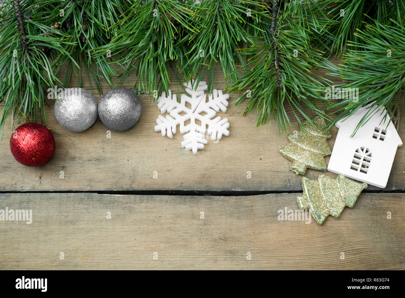 Fond de Noël 2018, 2019 des décorations sur la carte Banque D'Images