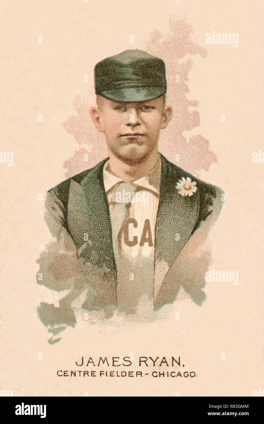 James Edward "Pony" Ryan, bas blancs de Chicago (Chicago Cubs), Allen et Champions du Monde 1888 Ginter. Banque D'Images