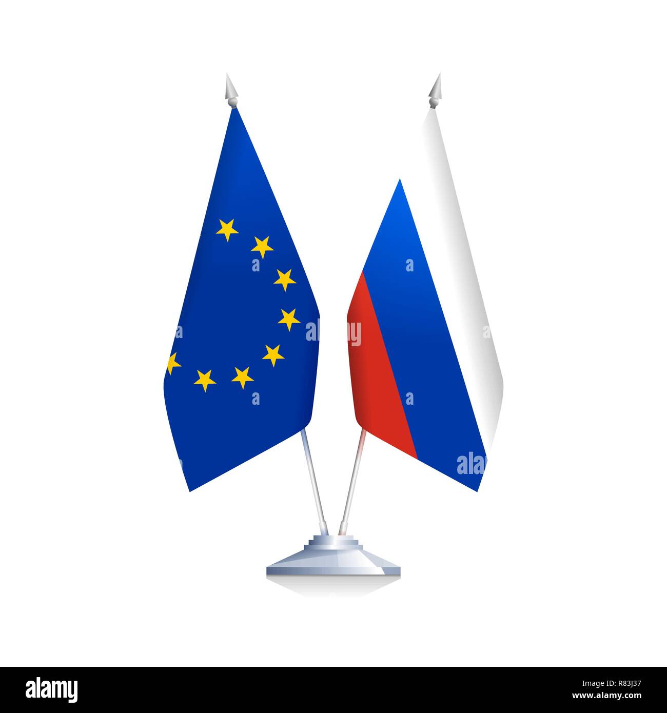 Drapeaux de l'Union européenne et la Russie Illustration de Vecteur