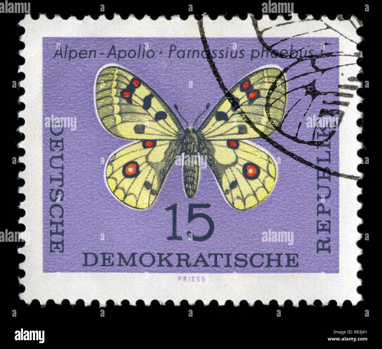 Timbre cachet de l'Allemagne de l'est dans la série papillons publié en 1964 Banque D'Images
