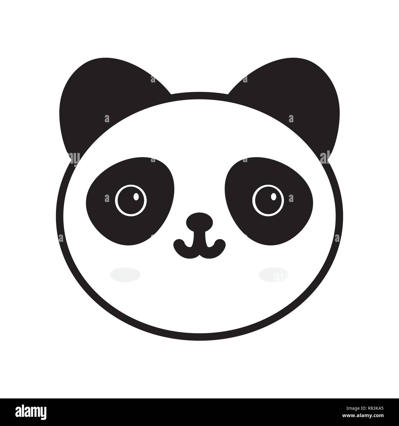Face à l'icône de Panda mignon style plat. Vector illustration. Panda simple isolé face Illustration de Vecteur