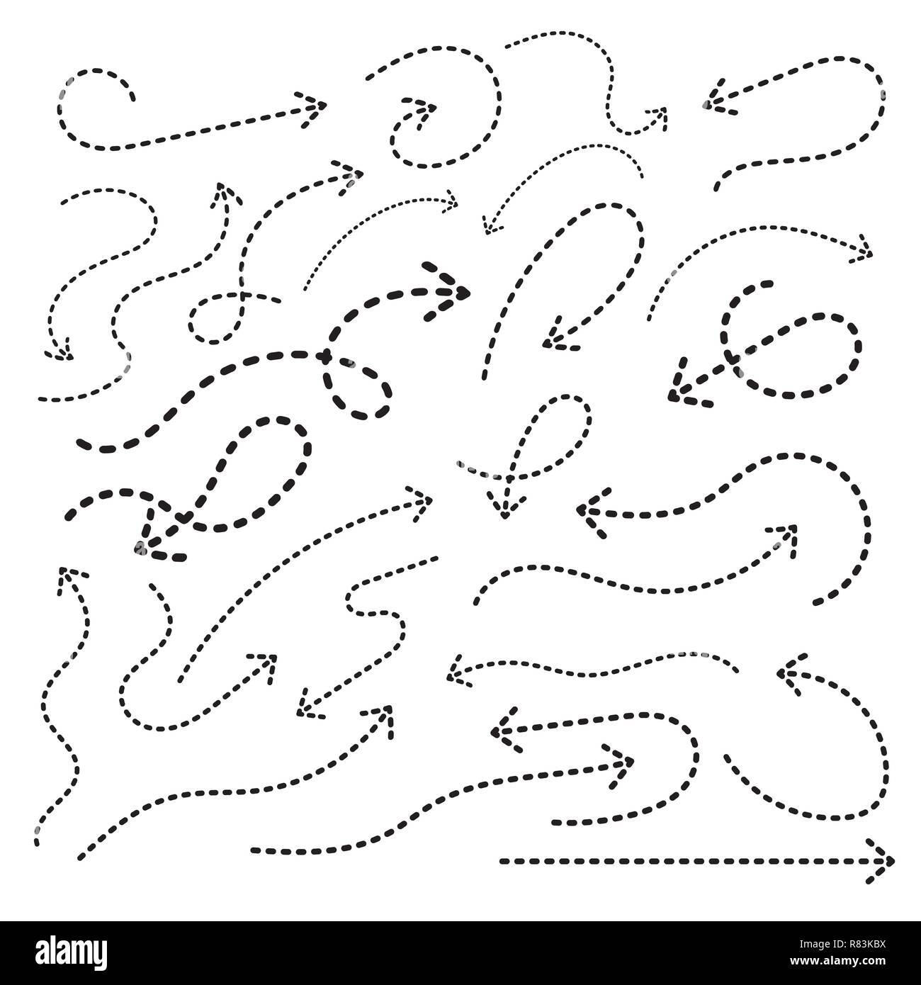 Ensemble de flèches tirées à la main. Vector illustration. Croquis de grunge isolés flèches Illustration de Vecteur