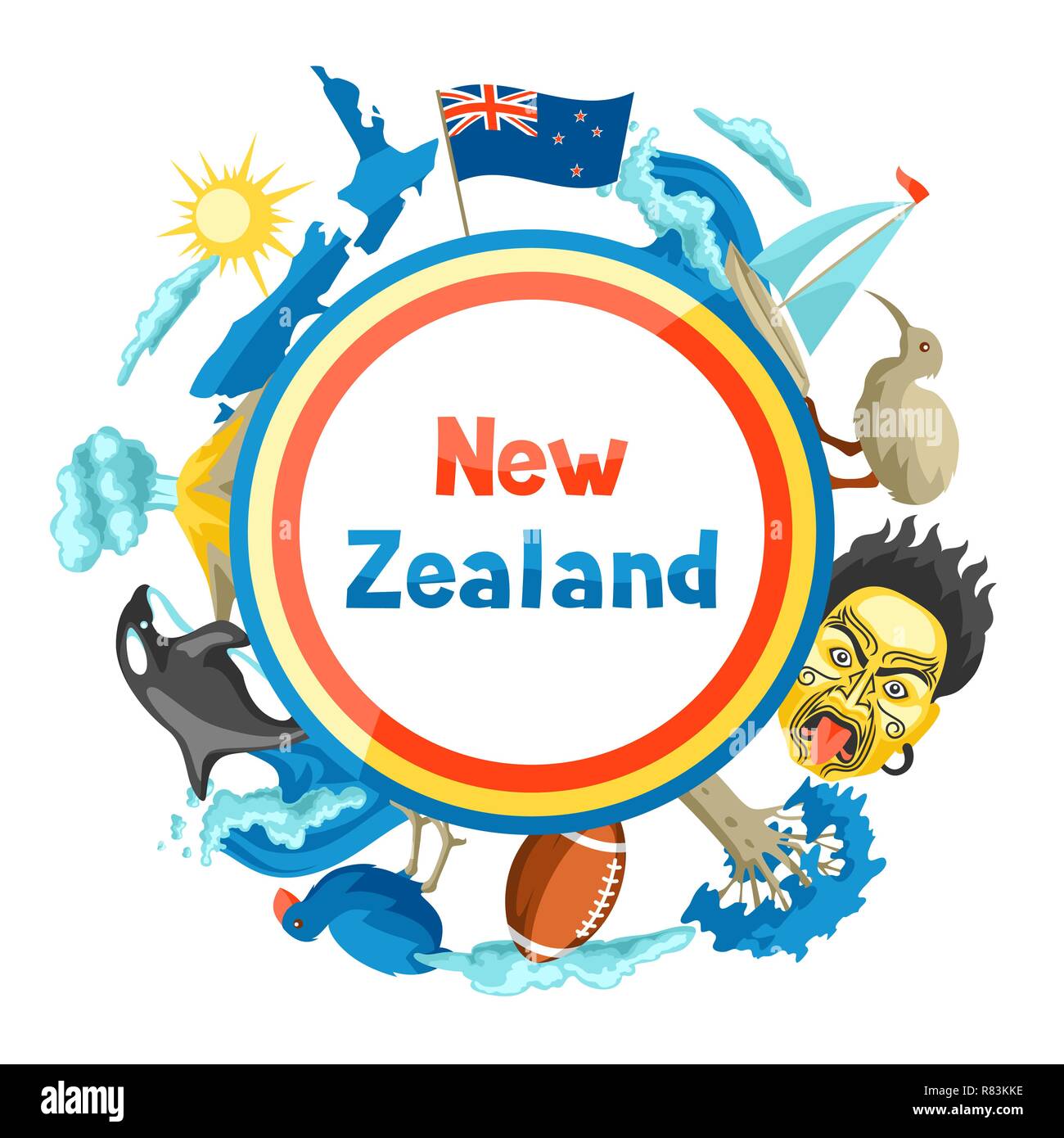 La conception d'arrière-plan de la Nouvelle-Zélande. Illustration de Vecteur