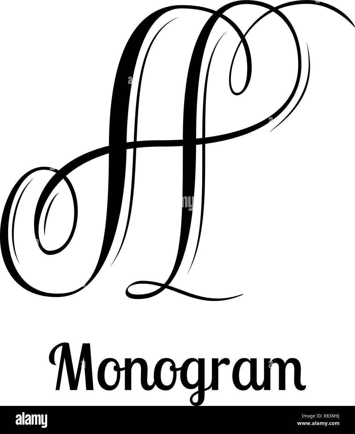 Emblème classique design - lettre une calligraphie Illustration de Vecteur