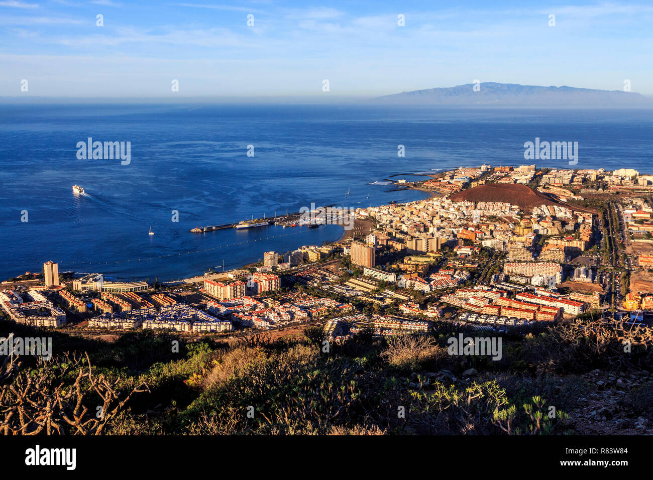 Los Cristianos , Playa de las Americas, Tenerife, Canary Island, une île espagnole, l'Espagne, au large de la côte nord de l'Afrique de l'ouest. Banque D'Images