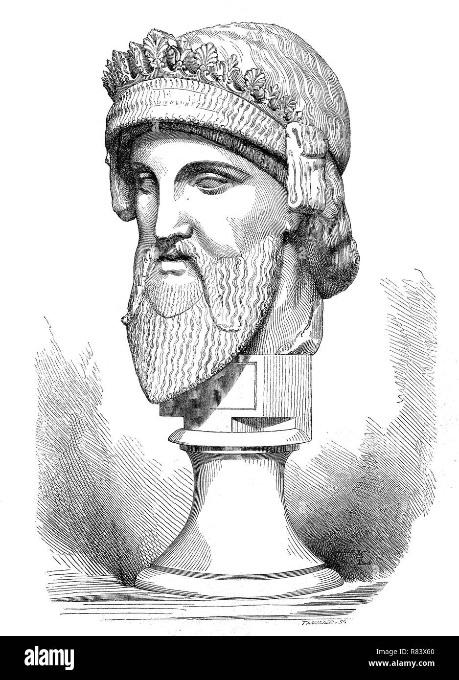 L'amélioration de la reproduction numérique, Jupiter, le dieu du ciel et le tonnerre et le roi des dieux dans l'ancienne religion romaine et de la mythologie, Jupiter ist der Name der Obersten der Gottheit rÃ¶la religion, mélange d'un tirage original de l'année 1855 Banque D'Images