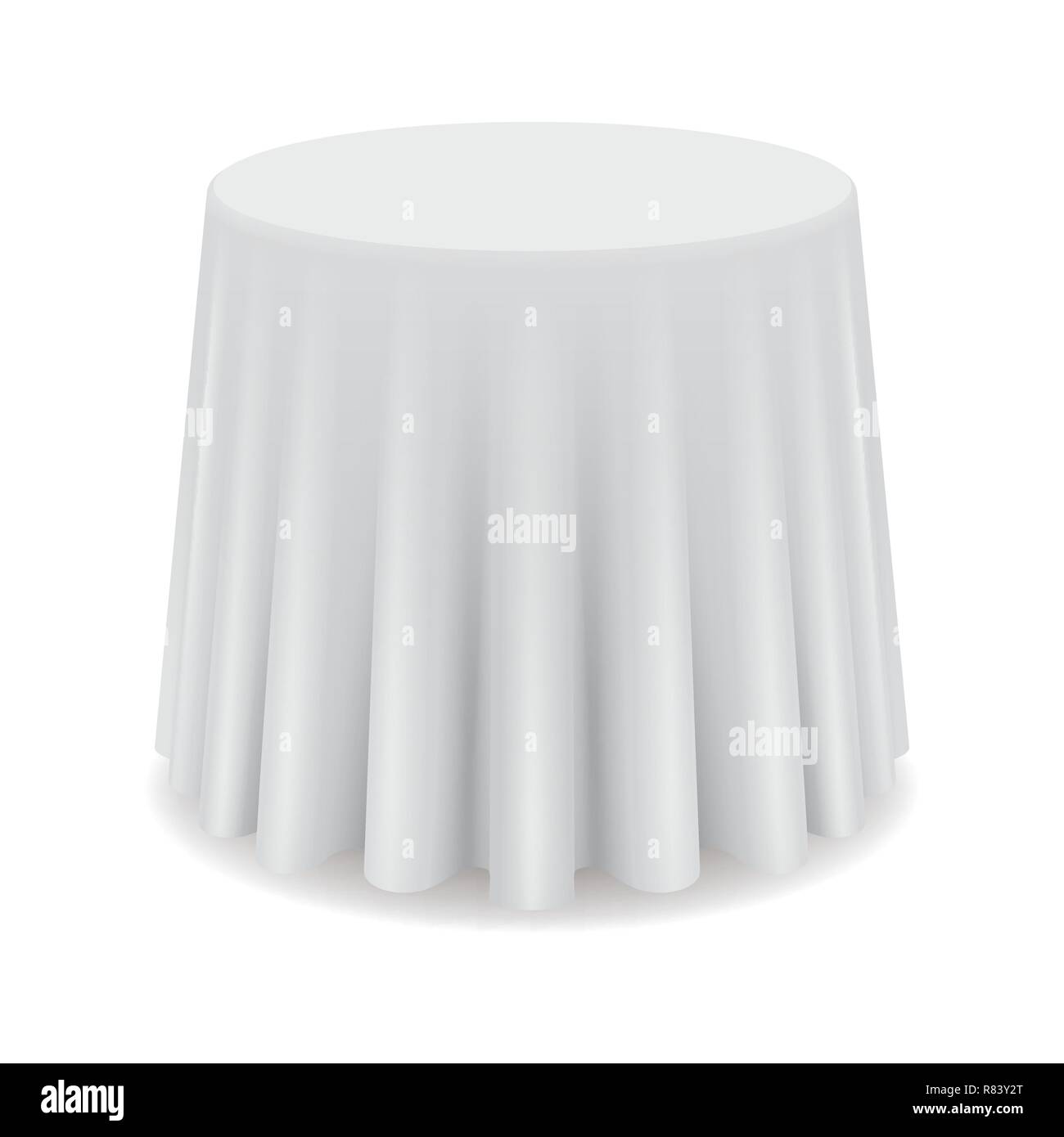 Blanc Ronde table propre, restaurant table ronde avec nappe blanche isolée Illustration de Vecteur