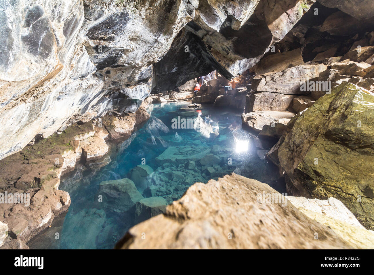 Grotte de Grotagja, eau chaude myvatn Islande Banque D'Images