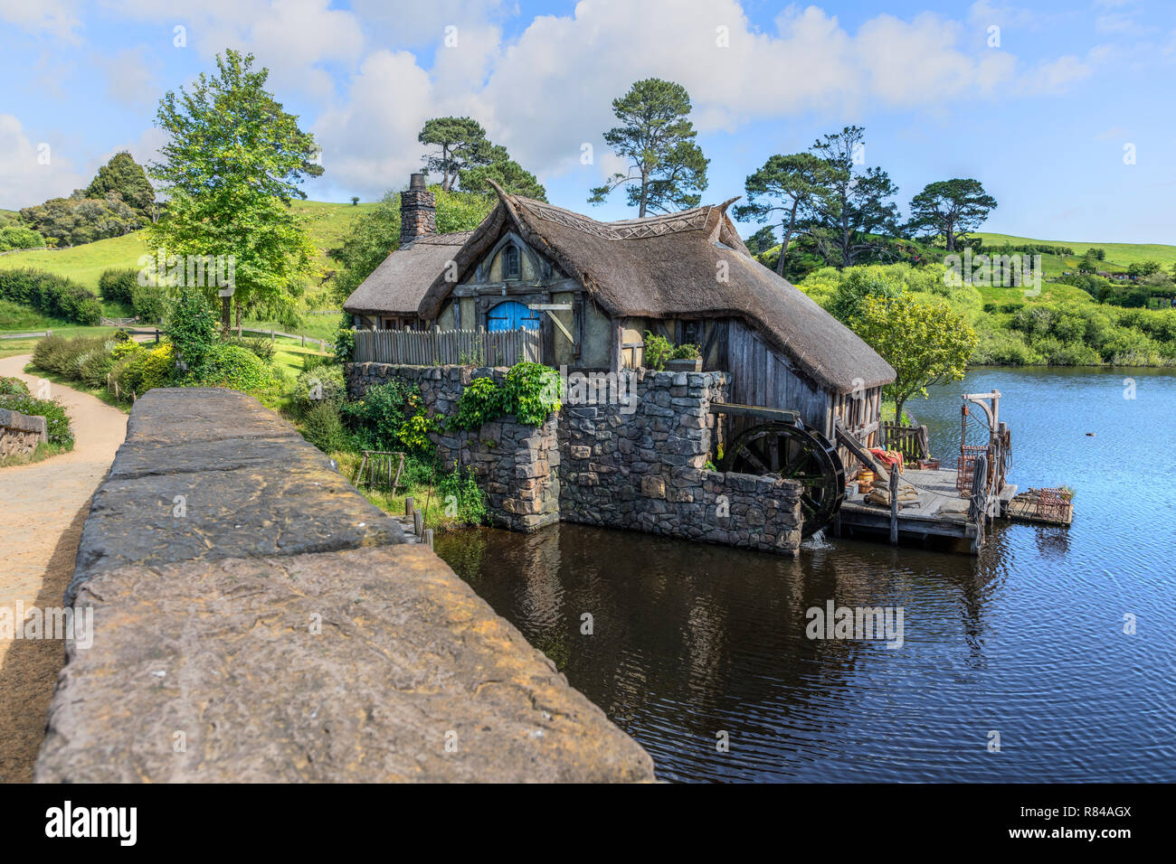 Hobbiton, cinéma, Waikato, Nouvelle-Zélande, Matamata Banque D'Images