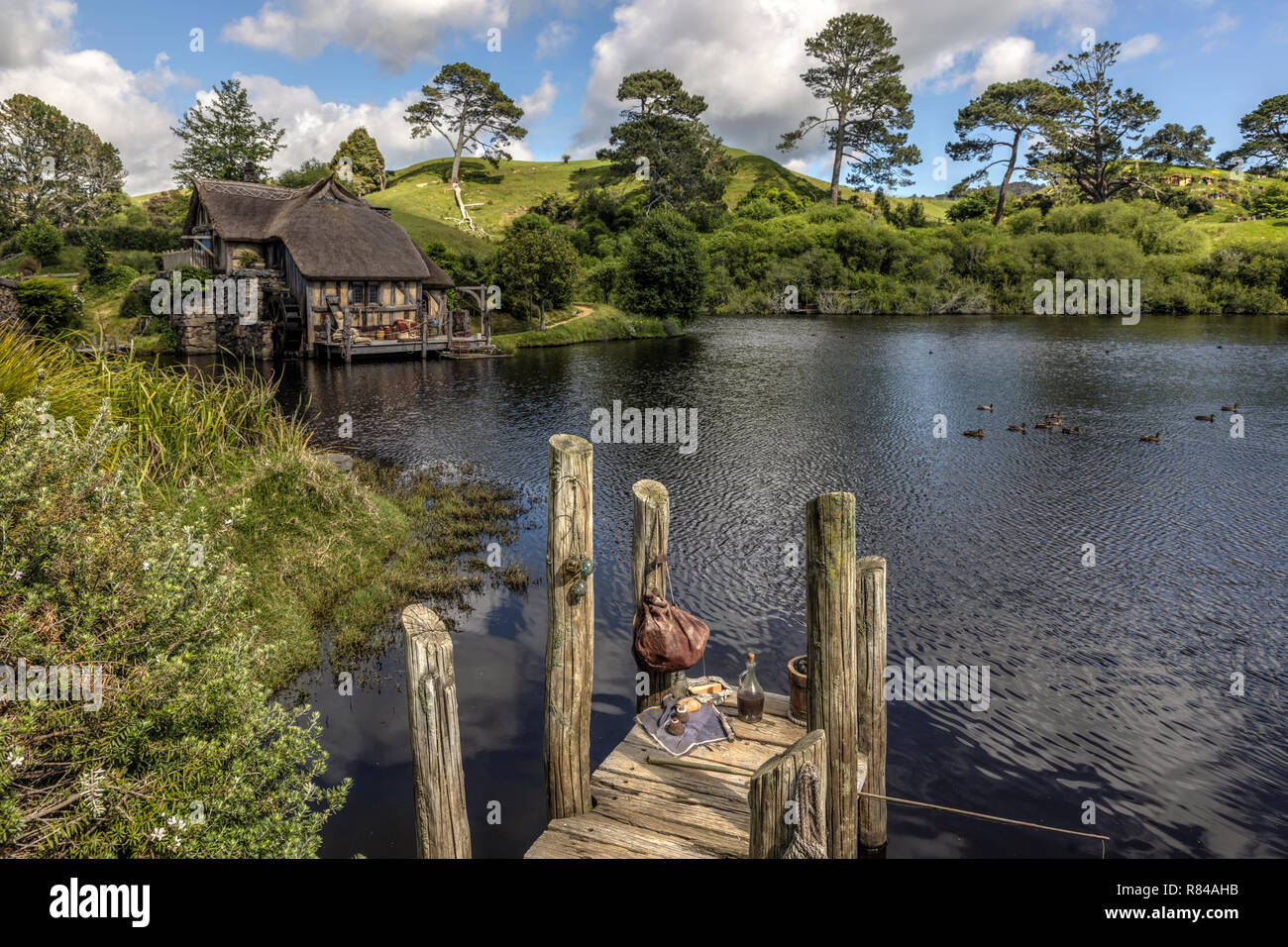 Hobbiton, cinéma, Waikato, Nouvelle-Zélande, Matamata Banque D'Images