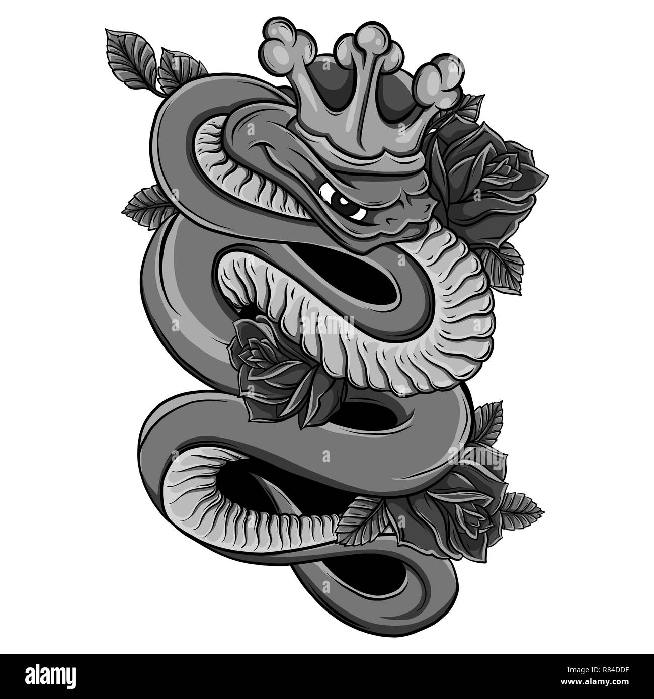 Viper snake illustration. Technique d'encre, bon pour poster, un autocollant, le character design. Banque D'Images