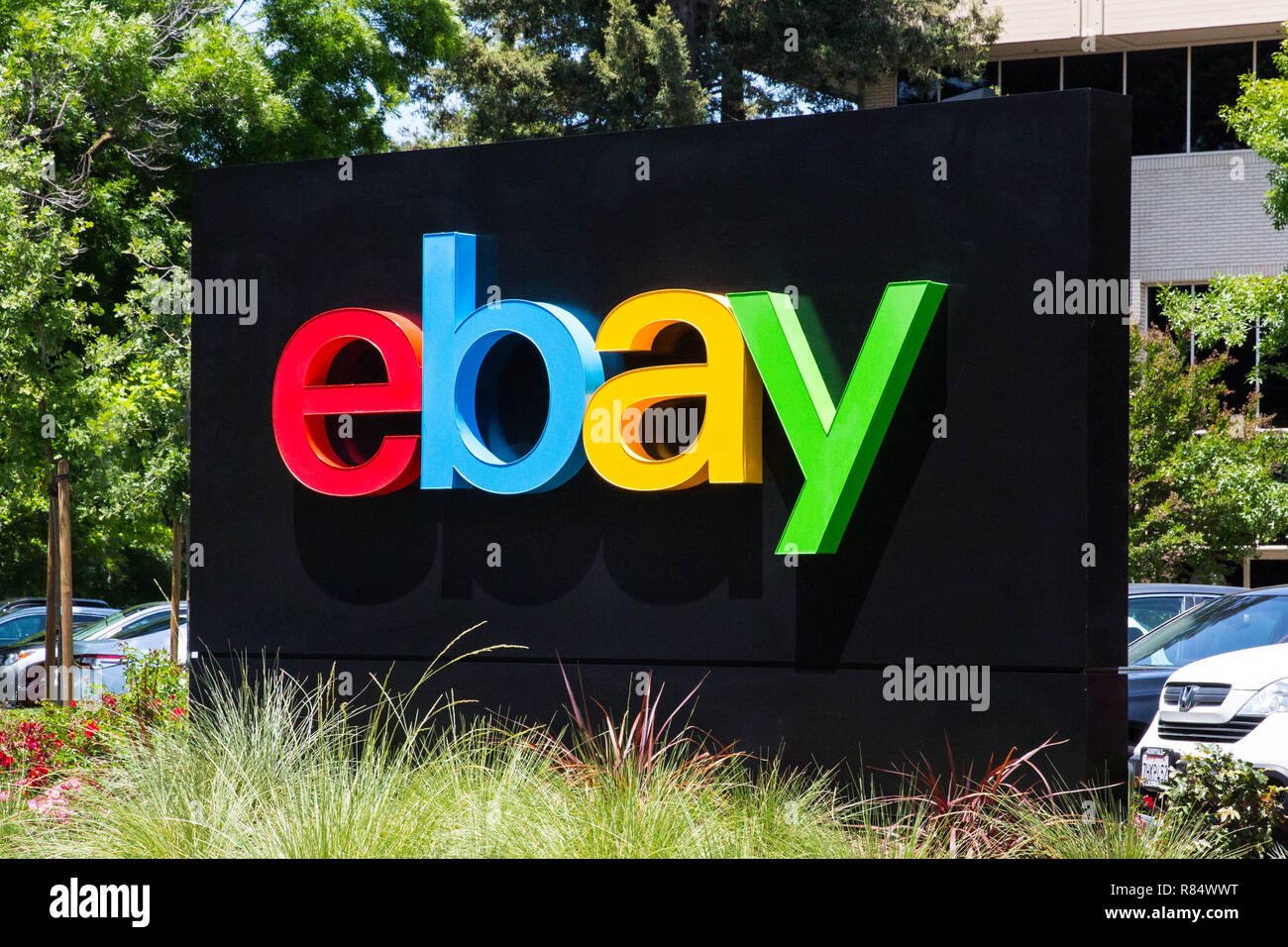 San Jose, Californie, USA - 21 mai 2018 : eBay's du siège, le centre d'accueil nommé Main Street. eBay Inc est un global e-commerce Banque D'Images