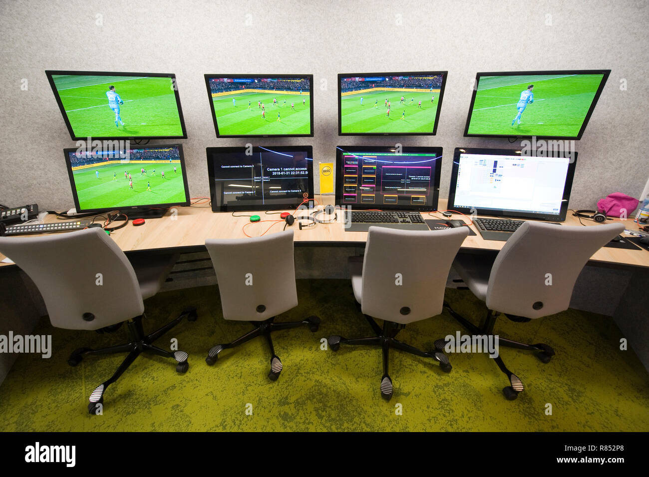 L 'Aragon KNVB Replay Center' au siège de la fédération de football néerlandais est la pièce où l'arbitre assistant vidéo (VAR) fonctionne. Banque D'Images