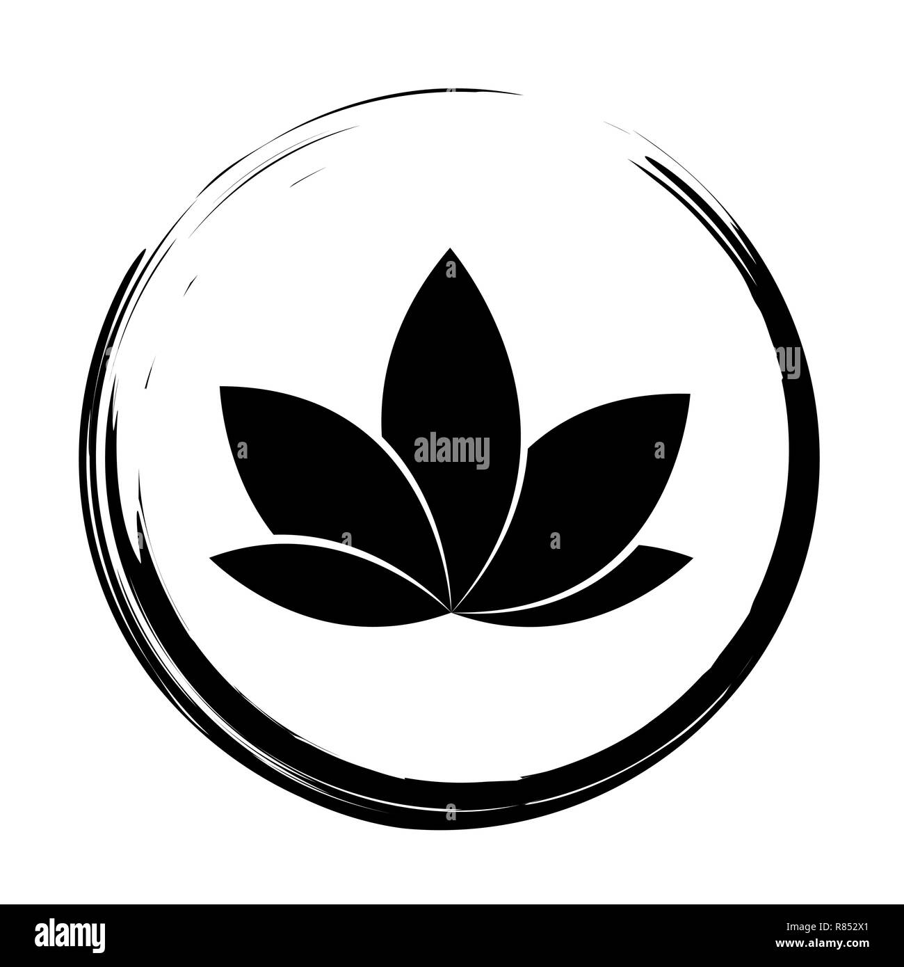 L'icône lotus noir dans un cercle isolé sur fond blanc vector illustration Illustration de Vecteur