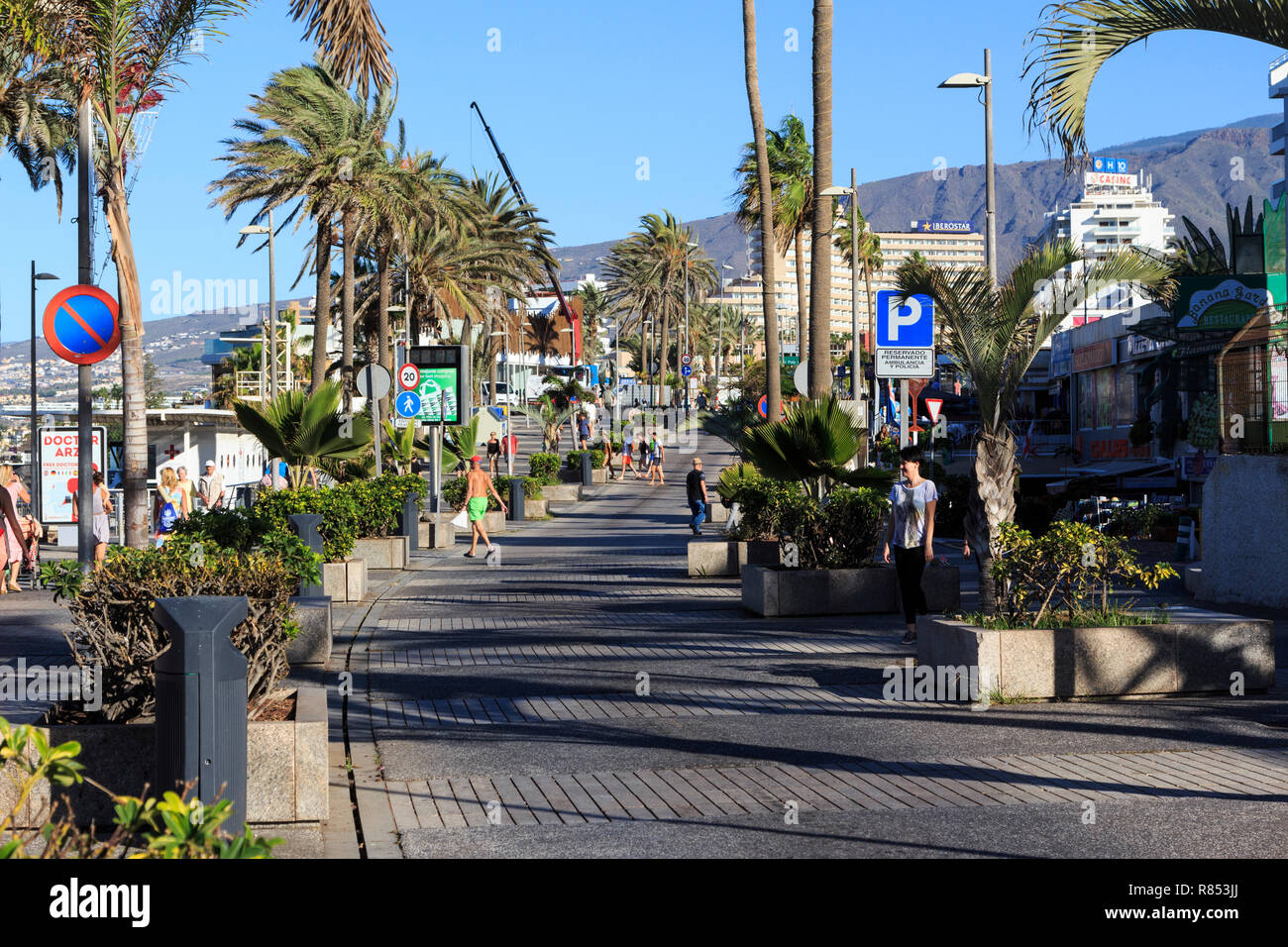 Playa de las Americas, Tenerife, Canary Island, une île espagnole, l'Espagne, au large de la côte nord de l'Afrique de l'ouest. Banque D'Images