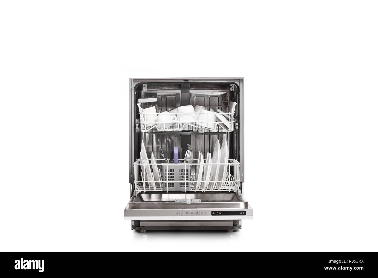 Portrait d'un lave-vaisselle isolé sur fond blanc Banque D'Images