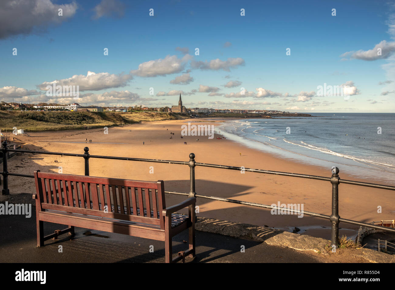 Afficher le nord le long de la plage, Tynemouth Longsands. Banque D'Images