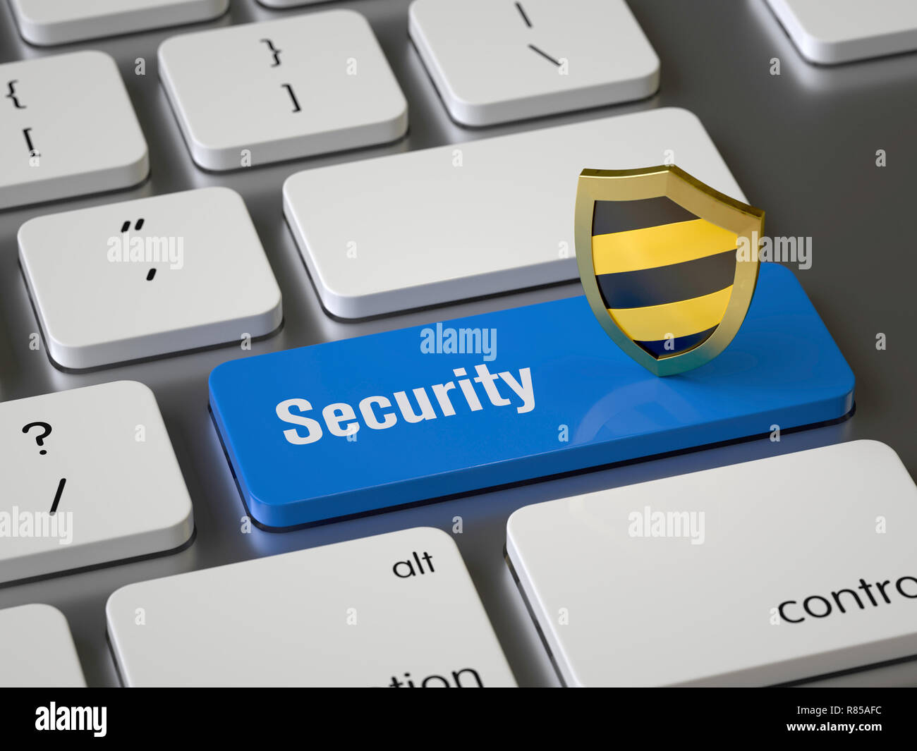 Clé de sécurité sur le clavier, rendu 3d,image conceptuelle. Banque D'Images
