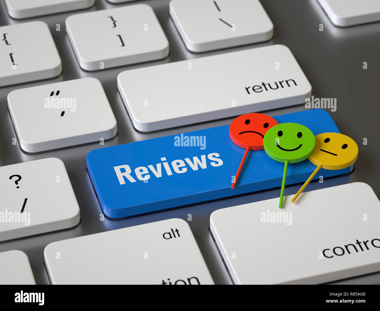 Commentaires sur le clavier, rendu 3d,image conceptuelle. Banque D'Images