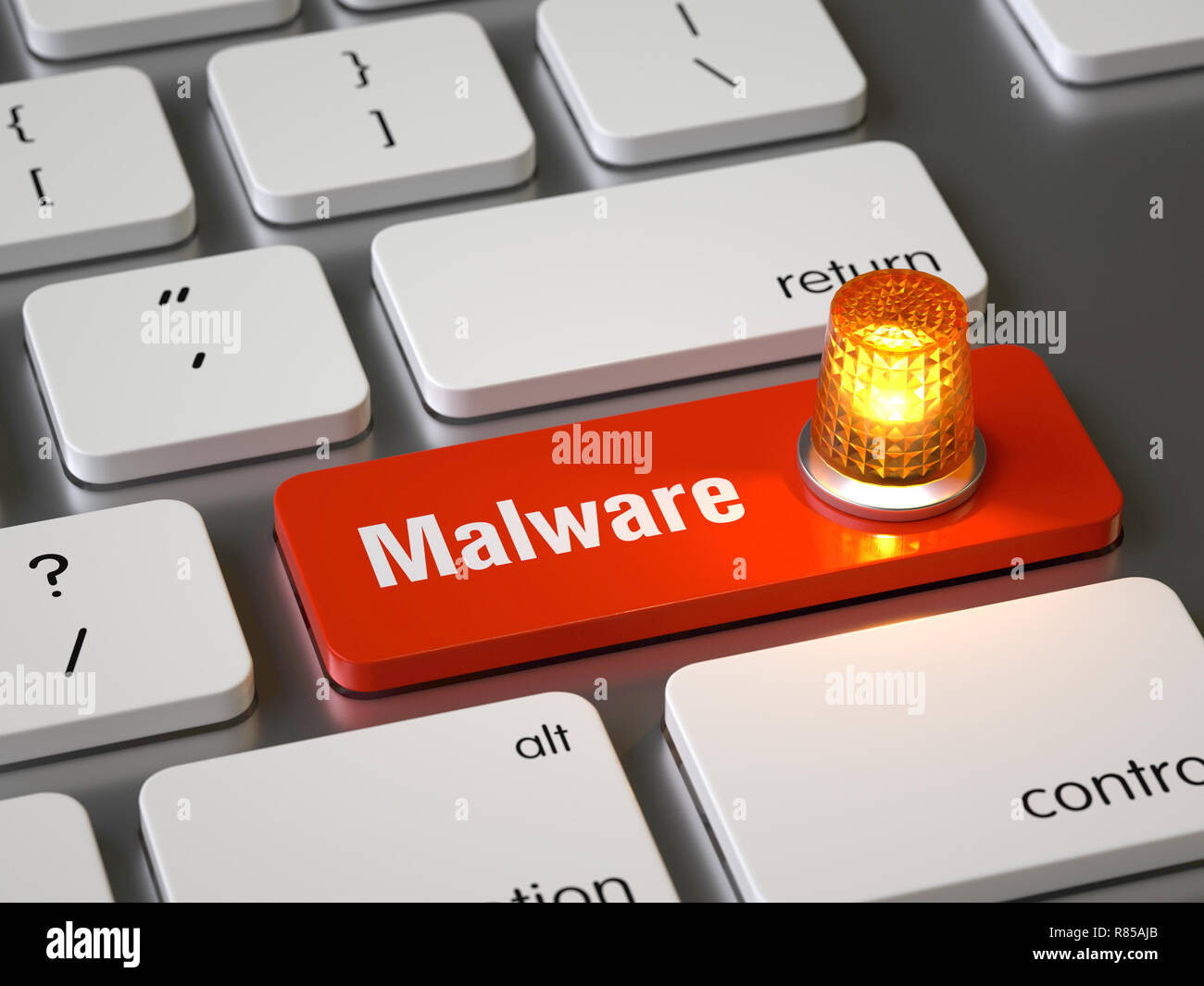 Les logiciels malveillants sur le clavier, rendu 3d,image conceptuelle. Banque D'Images