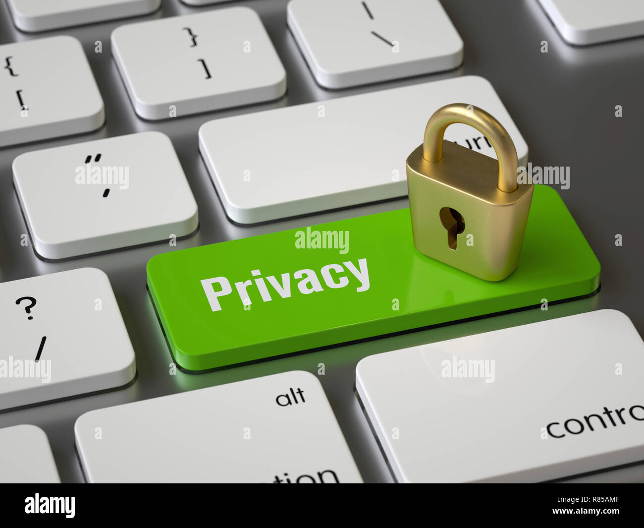 Vie privée touche du clavier, rendu 3d,image conceptuelle. Banque D'Images