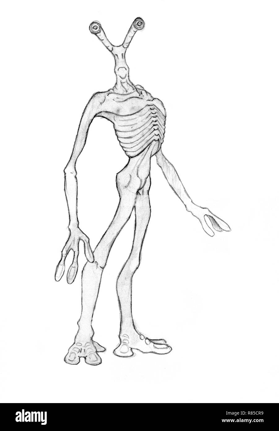 Grunge noir croquis au crayon d'un rugueux caractère exotiques Banque D'Images