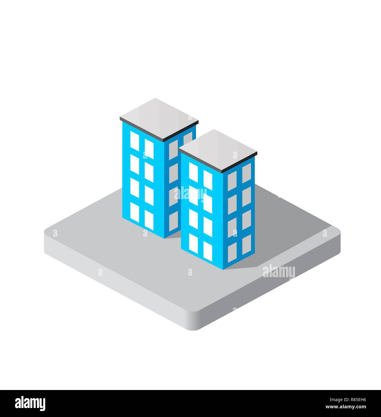 3D isométrique immobilier maison privée icônes décoratives. L'agence d'architecture, de la propriété et de la maison. Cartoon illustration du bâtiment isolé symbole pour Illustration de Vecteur