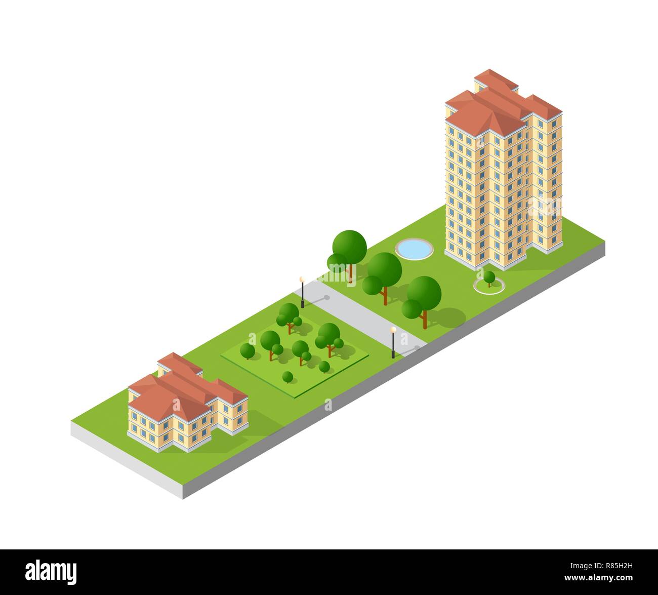 Les appartements de l'hôtel bâtiment dimensions 3D de l'architecture moderne de construction urbaine. Carte dessin paysage Conception technique Vue d'en haut Illustration de Vecteur