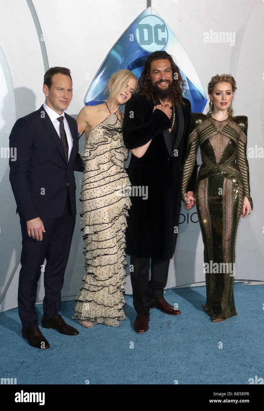 HOLLYWOOD, CA - 12 DÉCEMBRE : Patrick Wilson, Nicole Kidman, Jason Momoa, l'Ambre a entendu, à première de Warner Bros Pictures' 'Aquaman" au théâtre chinois de Grauman à Hollywood, Californie le 12 décembre 2018. Credit : Faye Sadou/MediaPunch Banque D'Images