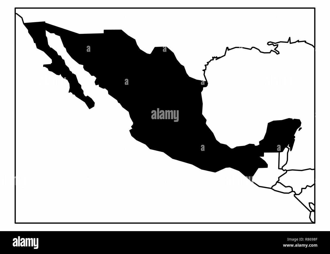 Une carte simplifiée du Mexique à l'Amérique du Nord Illustration de Vecteur