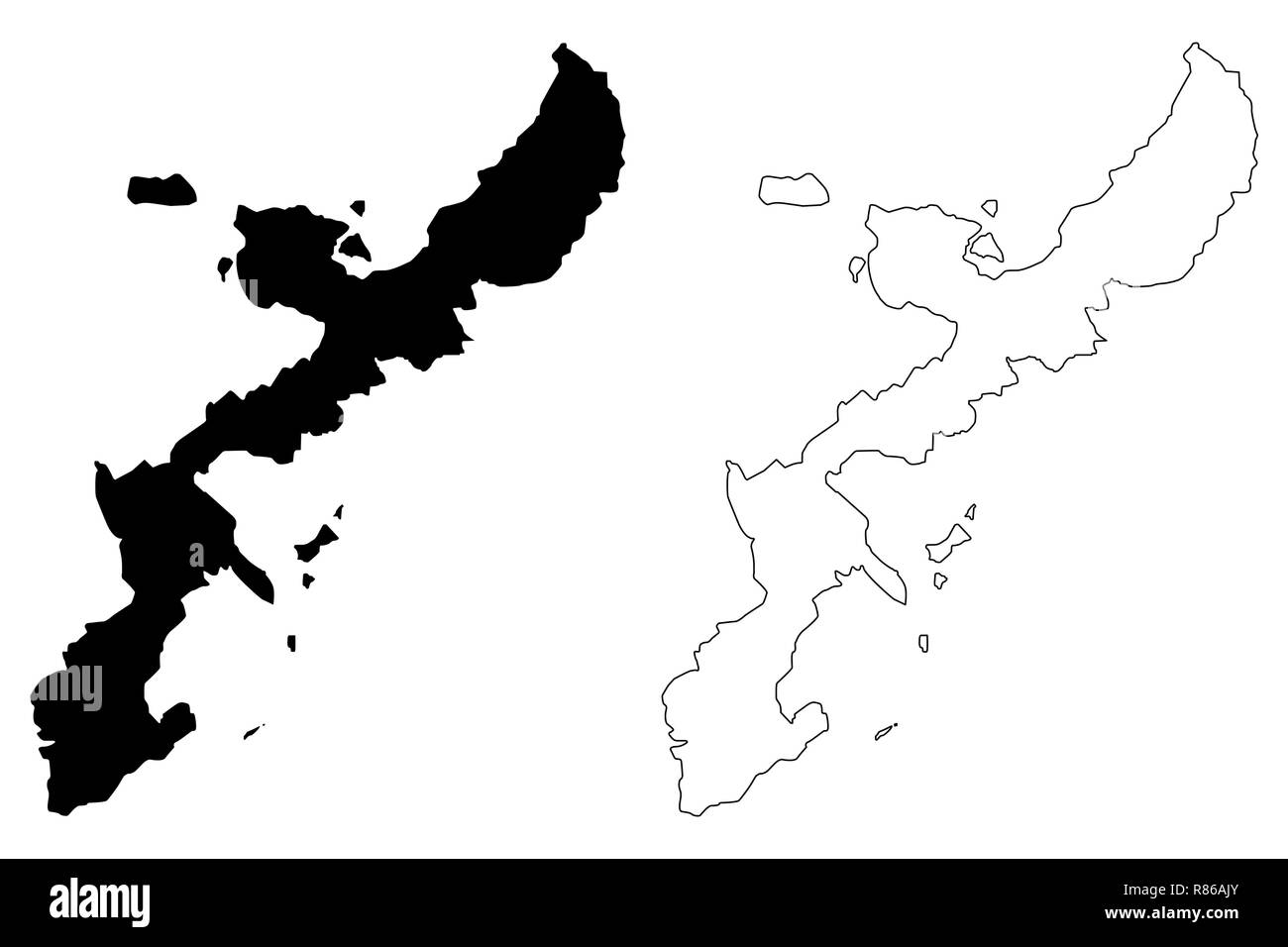 L'île d'Okinawa (île du Japon) map vector illustration, scribble sketch carte Okinawa Illustration de Vecteur