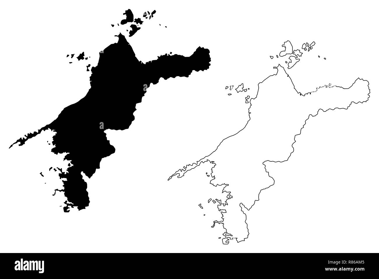 Préfecture d'Ehime (divisions administratives du Japon, préfectures du Japon) map vector illustration, scribble sketch carte Ehime Illustration de Vecteur