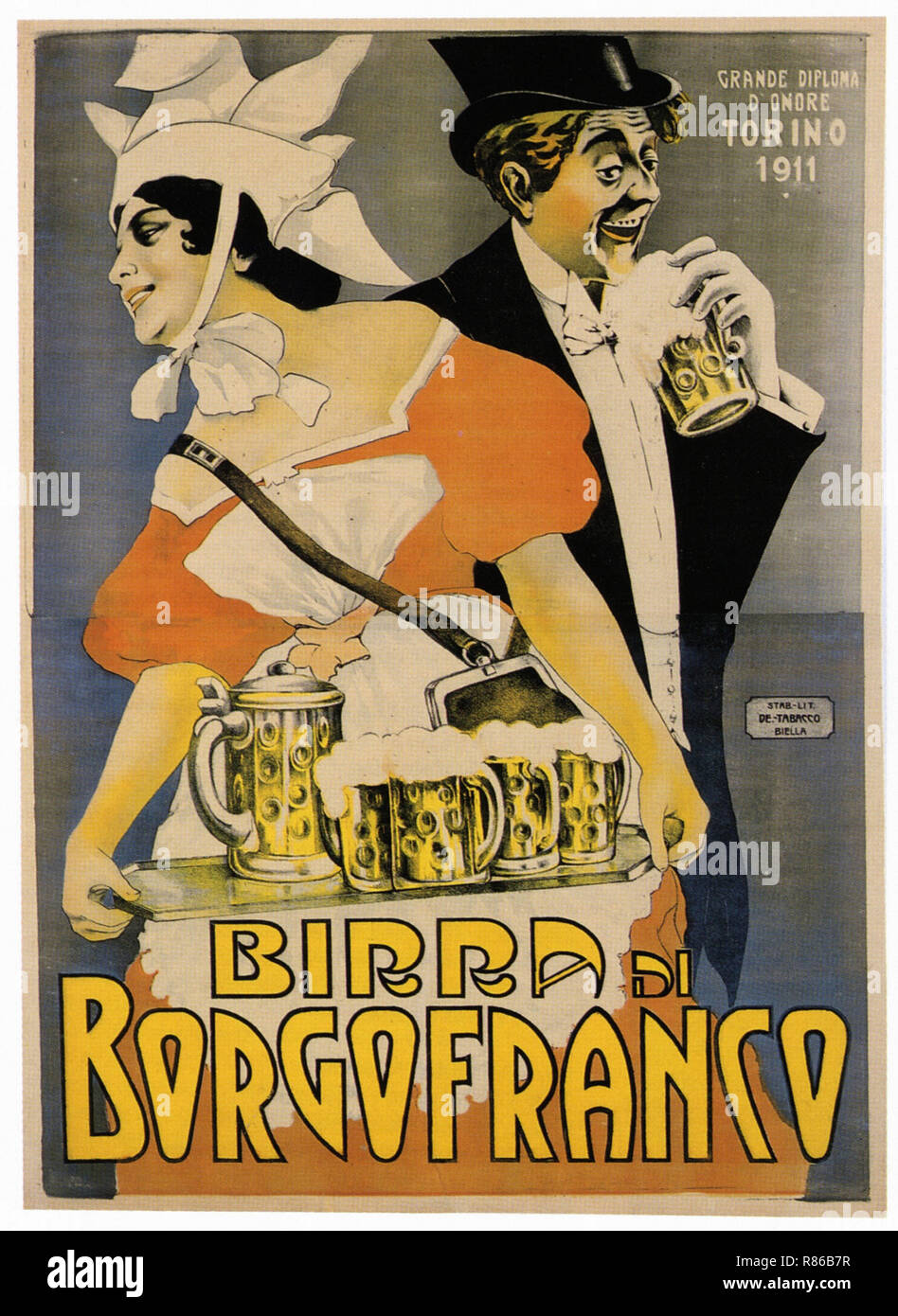 Usine Borgofranco Di Birra affiche ancienne publicitaire - 1911 Banque D'Images