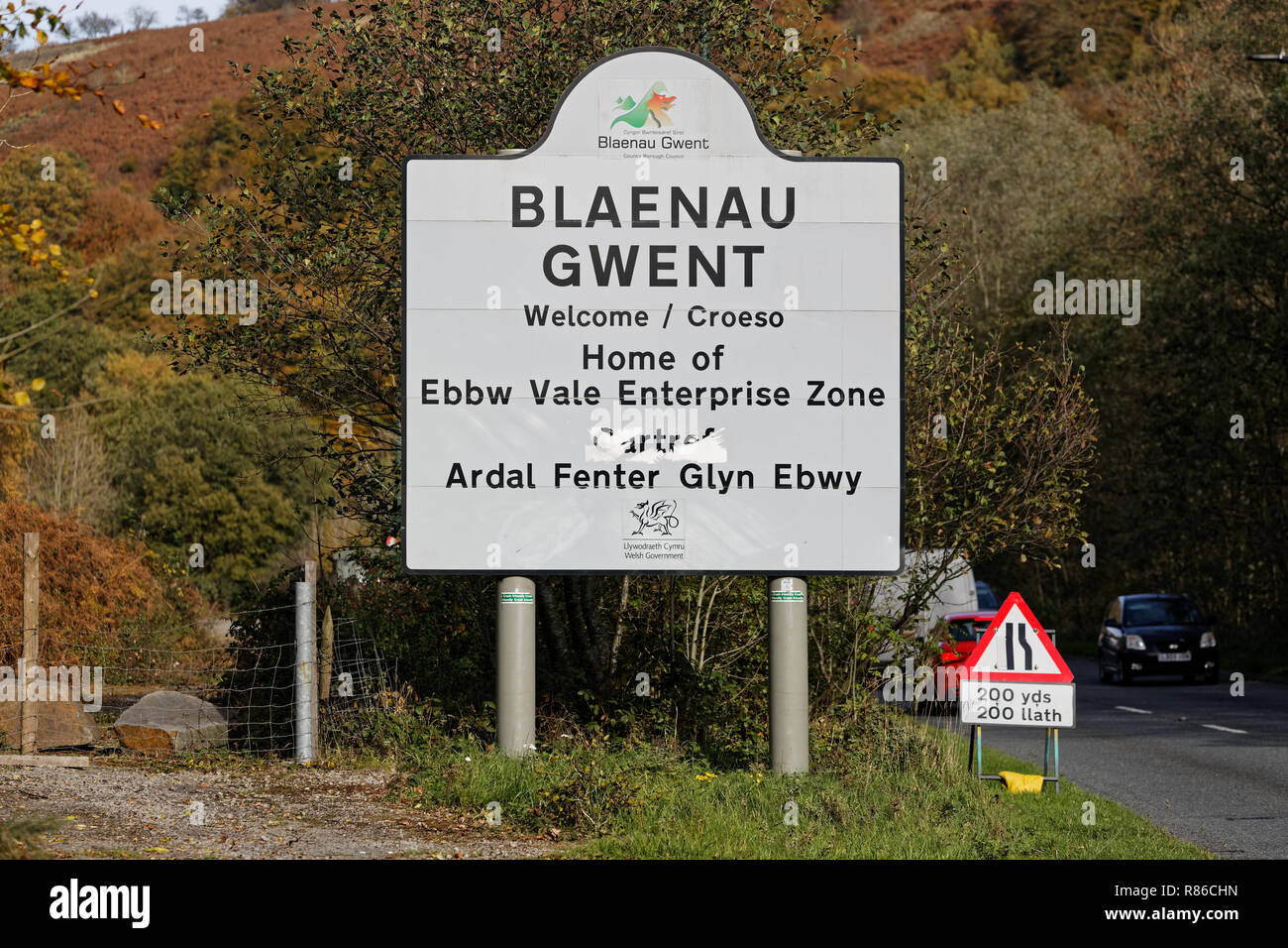 Sur la photo : un signe Blaenau Gwent, au Pays de Galles, Royaume-Uni. Le mardi 23 octobre 2018 Re : 73  % de tous les restaurants dans une partie du pays de Galles sont la vente de restauration rapide, selon Banque D'Images