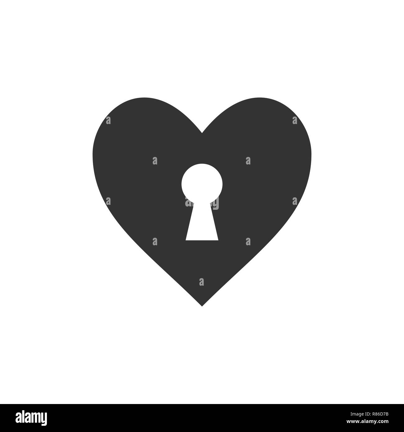Cœur, keyhole, icône d'amour. Illustration vectorielle, modèle plat. Illustration de Vecteur