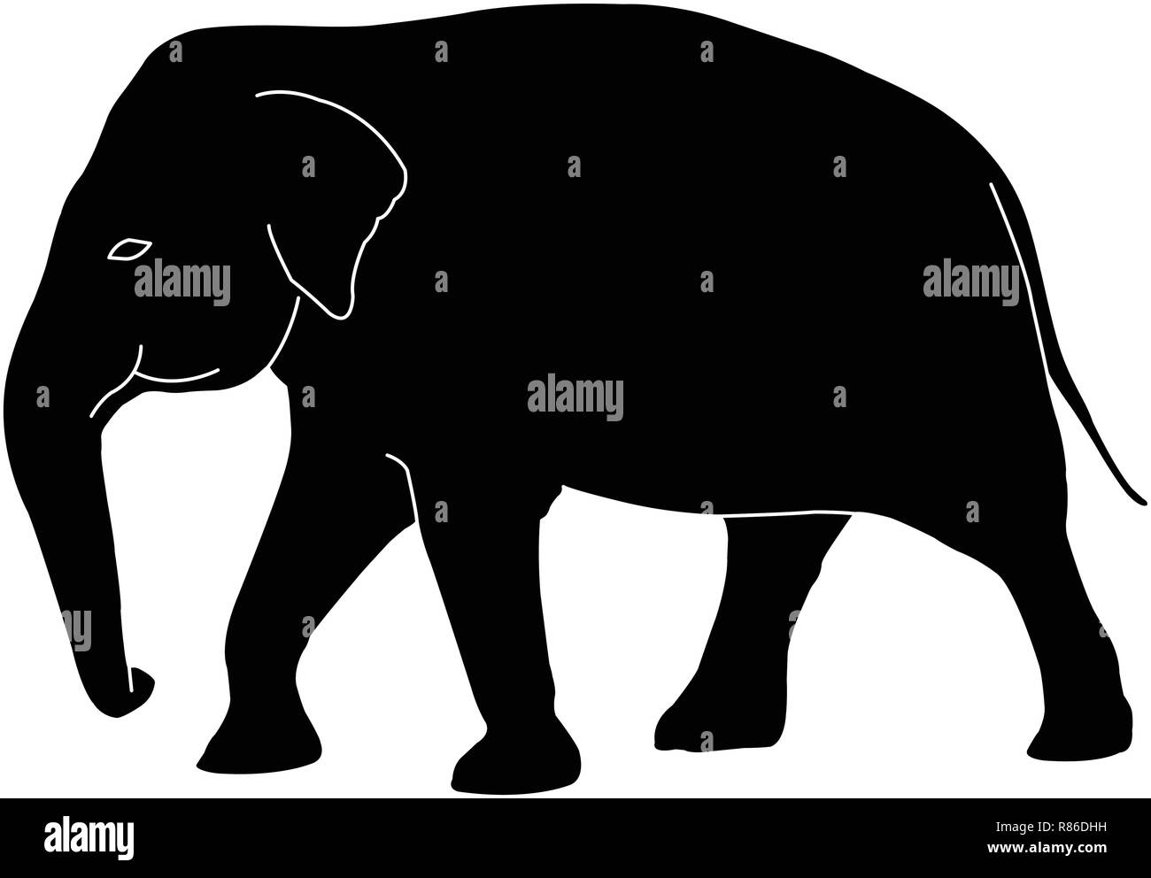 Silhouette d'éléphant blanc avec décrit - vector Illustration de Vecteur
